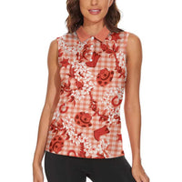 Mokihana Maile Ilima Leis Paniolo Palaka Women Sleeveless Polo Shirt Hawaiian Ulaula Spirit LT9 - Polynesian Pride