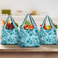 Mokihana Maile Ilima Leis Paniolo Palaka Grocery Bag Hawaiian Polu Opa Spirit LT9 3-pack One Size Turquoise - Polynesian Pride