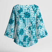 Mokihana Maile Ilima Leis Paniolo Palaka Kimono Sleeve Blouse Hawaiian Polu Opa Spirit LT9 - Polynesian Pride