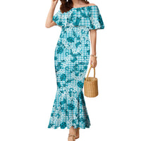 Mokihana Maile Ilima Leis Paniolo Palaka Mermaid Dress Hawaiian Polu Opa Spirit LT9 Women Turquoise - Polynesian Pride