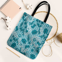Mokihana Maile Ilima Leis Paniolo Palaka Tote Bag Hawaiian Polu Opa Spirit LT9 Black Strap One Size Turquoise - Polynesian Pride