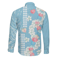 Blue Hawaii Anthurium Plumeria Lei Family Matching Off Shoulder Maxi Dress and Hawaiian Shirt LT9 - Polynesian Pride