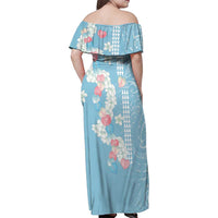 Blue Hawaii Anthurium Plumeria Lei Family Matching Off Shoulder Maxi Dress and Hawaiian Shirt LT9 - Polynesian Pride