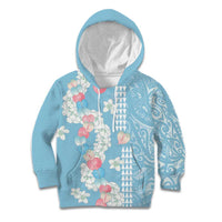 Blue Hawaii Anthurium Plumeria Lei Kid Hoodie