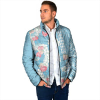 Blue Hawaii Anthurium Plumeria Lei Padded Jacket
