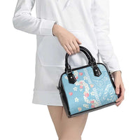 Blue Hawaii Anthurium Plumeria Lei Shoulder Handbag