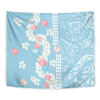 Blue Hawaii Anthurium Plumeria Lei Tapestry