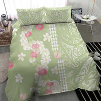 Leaf Green Hawaii Anthurium Plumeria Lei Bedding Set