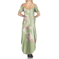 Leaf Green Hawaii Anthurium Plumeria Lei Family Matching Summer Maxi Dress and Hawaiian Shirt LT9 - Polynesian Pride