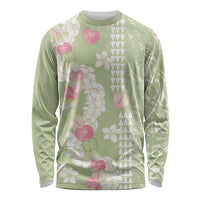 Leaf Green Hawaii Anthurium Plumeria Lei Long Sleeve Shirt