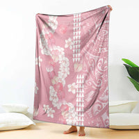 Soft Pink Hawaii Anthurium Plumeria Lei Blanket