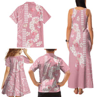 Soft Pink Hawaii Anthurium Plumeria Lei Family Matching Tank Maxi Dress and Hawaiian Shirt LT9 - Polynesian Pride