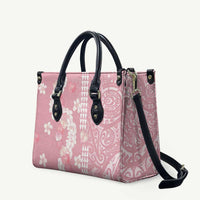 Soft Pink Hawaii Anthurium Plumeria Lei Leather Bag