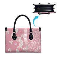 Soft Pink Hawaii Anthurium Plumeria Lei Leather Bag
