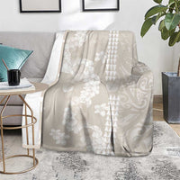 Suede Beige Hawaii Anthurium Plumeria Lei Blanket