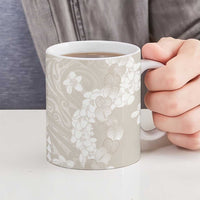Suede Beige Hawaii Anthurium Plumeria Lei Ceramic Mug
