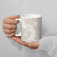 Suede Beige Hawaii Anthurium Plumeria Lei Ceramic Mug