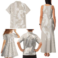 Suede Beige Hawaii Anthurium Plumeria Lei Family Matching Tank Maxi Dress and Hawaiian Shirt LT9 - Polynesian Pride