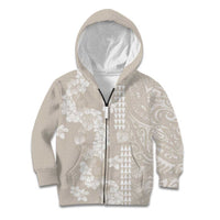 Suede Beige Hawaii Anthurium Plumeria Lei Kid Hoodie