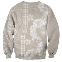 Suede Beige Hawaii Anthurium Plumeria Lei Sweatshirt