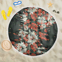 Hawaii Tartan With Hibiscus Beach Blanket Polynesian Pattern Vintage