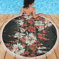 Hawaii Tartan With Hibiscus Beach Blanket Polynesian Pattern Vintage