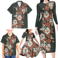Hawaii Tartan With Hibiscus Family Matching Long Sleeve Bodycon Dress and Hawaiian Shirt Polynesian Pattern Vintage LT9 - Polynesian Pride