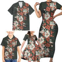 Hawaii Tartan With Hibiscus Family Matching Short Sleeve Bodycon Dress and Hawaiian Shirt Polynesian Pattern Vintage LT9 - Polynesian Pride