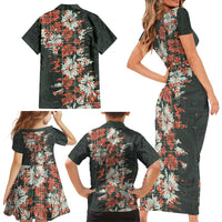 Hawaii Tartan With Hibiscus Family Matching Short Sleeve Bodycon Dress and Hawaiian Shirt Polynesian Pattern Vintage LT9 - Polynesian Pride