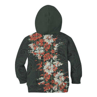 Hawaii Tartan With Hibiscus Kid Hoodie Polynesian Pattern Vintage