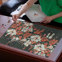 Hawaii Tartan With Hibiscus Puzzle Polynesian Pattern Vintage
