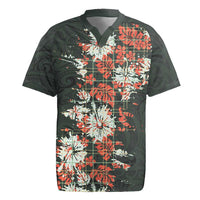 Hawaii Tartan With Hibiscus Rugby Jersey Polynesian Pattern Vintage