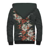 Hawaii Tartan With Hibiscus Sherpa Hoodie Polynesian Pattern Vintage