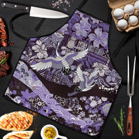 Japanese Hawaiian Crane Apron Purple Tapa Patchwork Pattern
