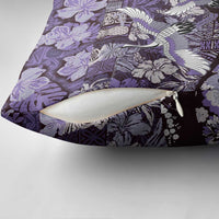 Japanese Hawaiian Crane Pillow Cover Purple Tapa Patchwork Pattern