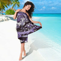 Japanese Hawaiian Crane Sarong Purple Tapa Patchwork Pattern