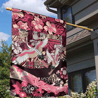 Japanese Hawaiian Crane Garden Flag Soft Pink Tapa Patchwork Pattern