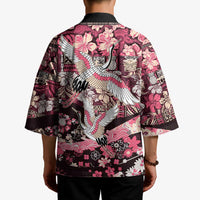 Japanese Hawaiian Crane Kimono Soft Pink Tapa Patchwork Pattern
