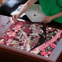 Japanese Hawaiian Crane Puzzle Soft Pink Tapa Patchwork Pattern