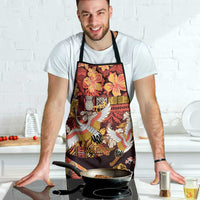 Japanese Hawaiian Crane Apron Yellow Ochre Tapa Patchwork Pattern