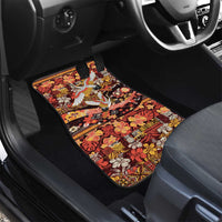 Japanese Hawaiian Crane Car Mats Yellow Ochre Tapa Patchwork Pattern