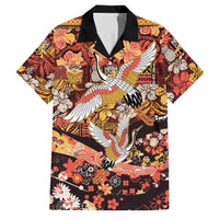 Japanese Hawaiian Crane Family Matching Summer Maxi Dress and Hawaiian Shirt Yellow Ochre Tapa Patchwork Pattern LT9 Dad's Shirt - Short Sleeve Yellow - Polynesian Pride