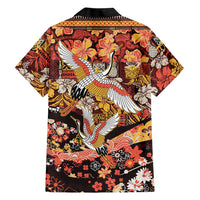 Japanese Hawaiian Crane Family Matching Summer Maxi Dress and Hawaiian Shirt Yellow Ochre Tapa Patchwork Pattern LT9 - Polynesian Pride