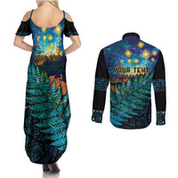 Matariki Te Tau Hou Maori Couples Matching Summer Maxi Dress and Long Sleeve Button Shirt New Zealand Silver Fern Night Starry Sky LT9 - Polynesian Pride