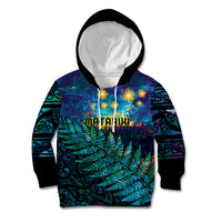 Matariki Te Tau Hou Maori Kid Hoodie New Zealand Silver Fern Night Starry Sky LT9 Hoodie Black - Polynesian Pride