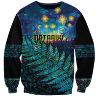 Matariki Te Tau Hou Maori Sweatshirt New Zealand Silver Fern Night Starry Sky LT9 Unisex Black - Polynesian Pride