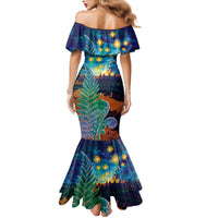 Personalised New Zealand Matariki Art Star Family Matching Mermaid Dress and Hawaiian Shirt Koru Fern Night Starry Sky LT9 - Polynesian Pride