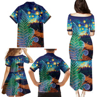 Personalised New Zealand Matariki Art Star Family Matching Puletasi and Hawaiian Shirt Koru Fern Night Starry Sky LT9 - Polynesian Pride