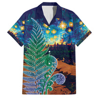 Personalised New Zealand Matariki Art Star Family Matching Tank Maxi Dress and Hawaiian Shirt Koru Fern Night Starry Sky LT9 Dad's Shirt - Short Sleeve Black - Polynesian Pride