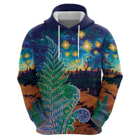 Personalised New Zealand Matariki Art Star Zip Hoodie Koru Fern Night Starry Sky LT9 - Polynesian Pride